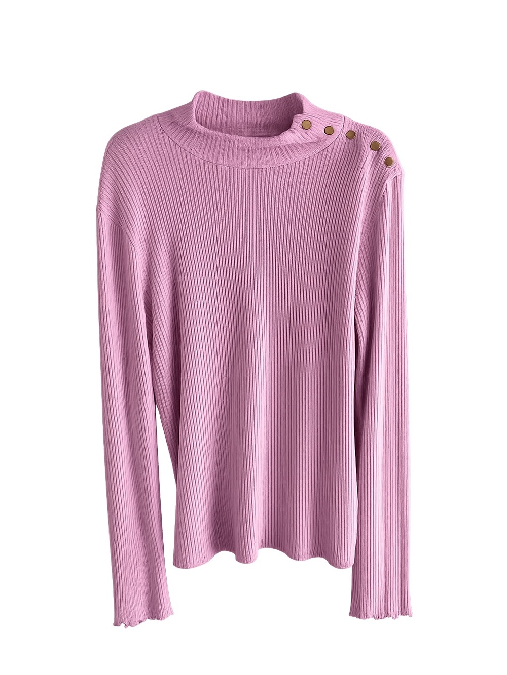 J.Crew Classic Pink Knit Sweater with Gold Crest Buttons - Size Large